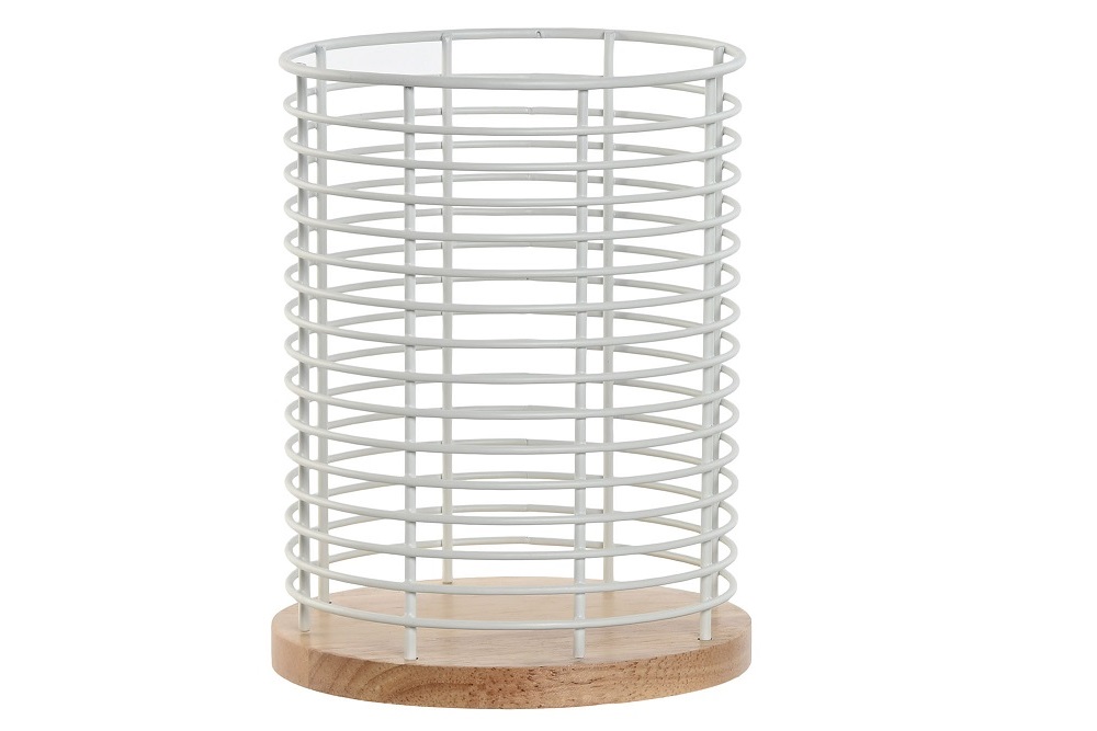 CUBERTERO METAL RUBBERWOOD 13,5X13,5X17 BLANCO